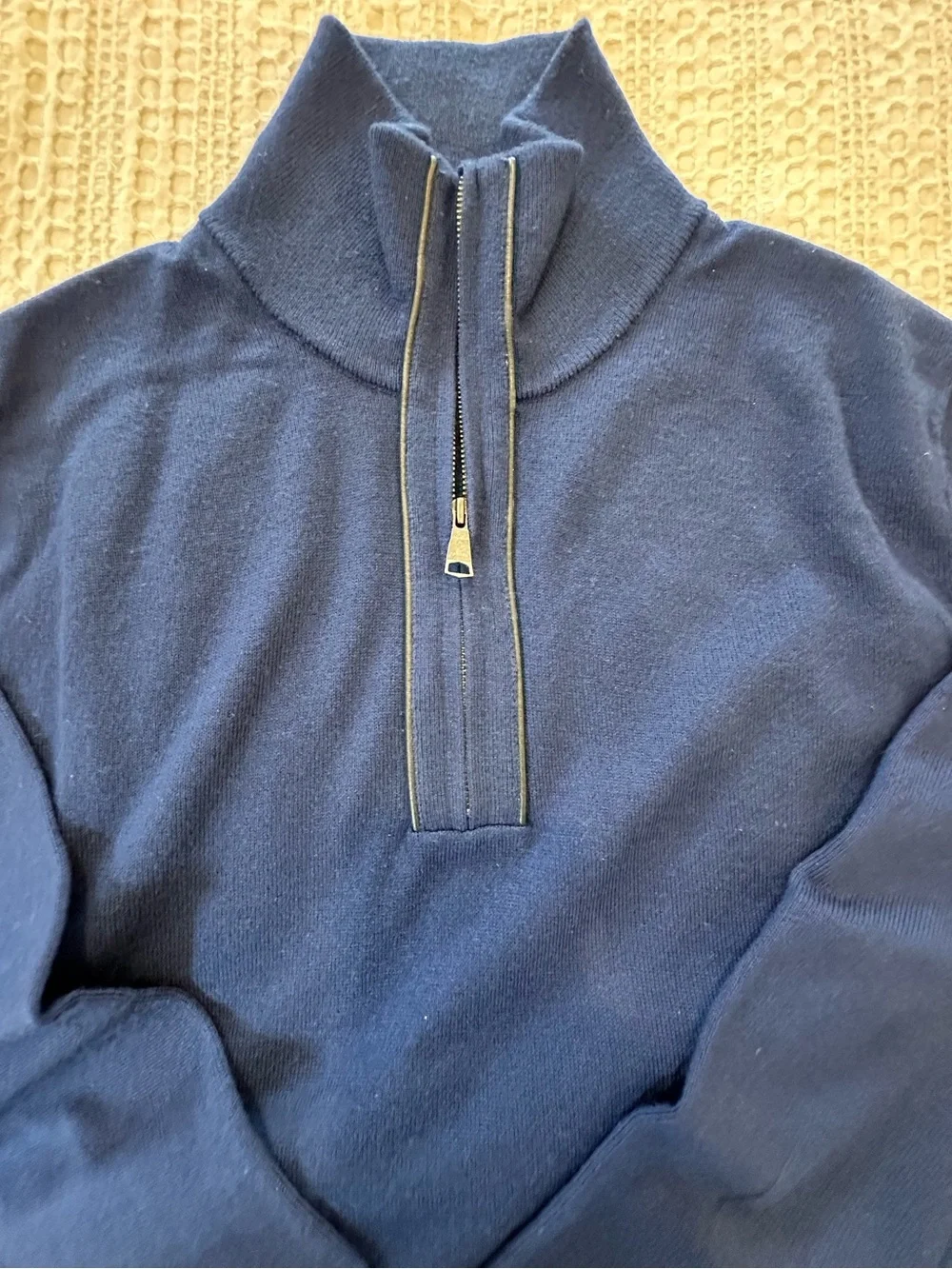 Men’s Banana Republic Quarter Zip Sweater Merino Wool Blend Blue Size M